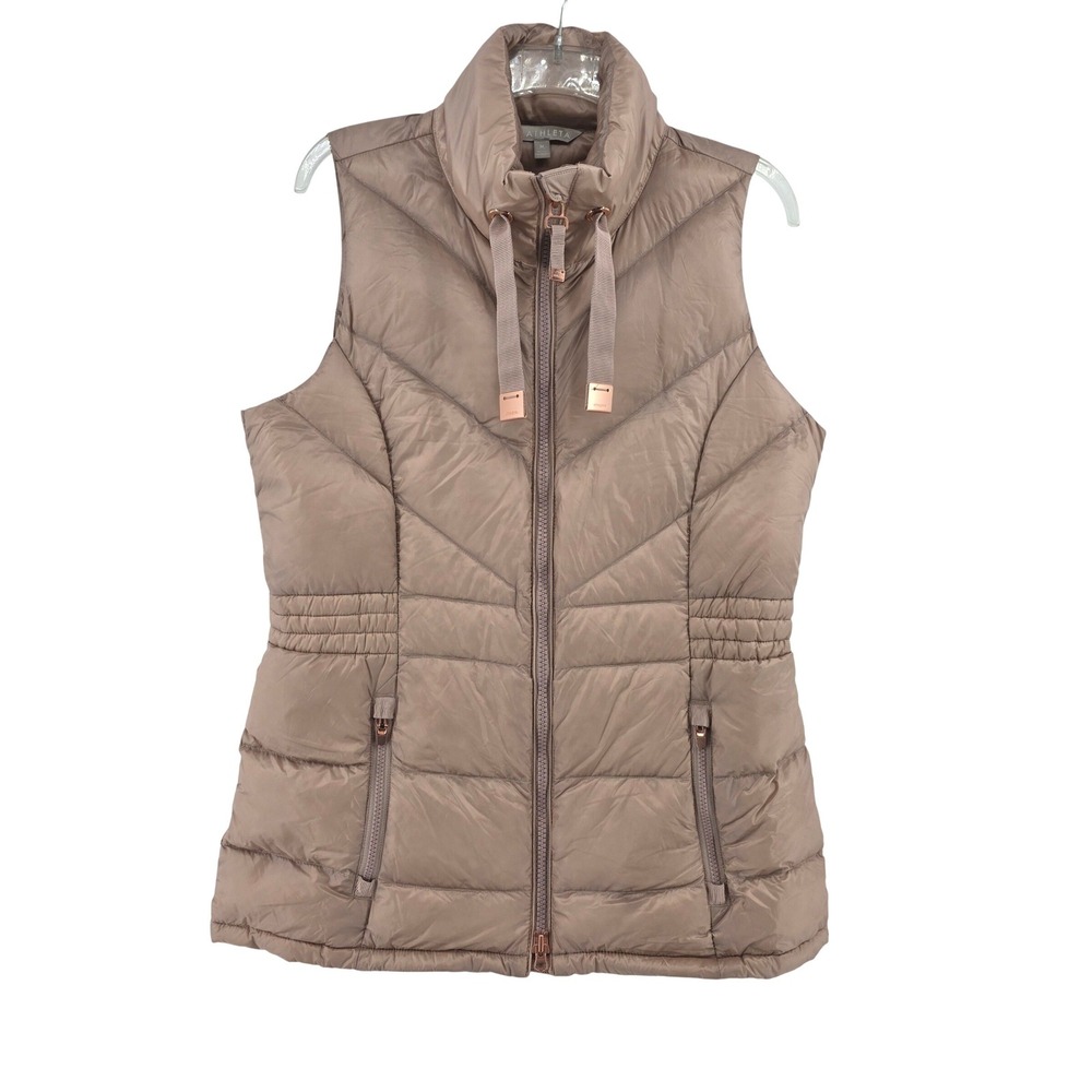 Athleta Downieville Goose Down Puffer Vest Cheveron Quilted Full Zip Medium